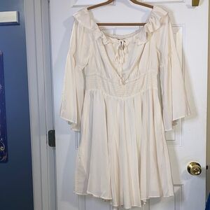 Scarlet, darkness off the shoulder dress.